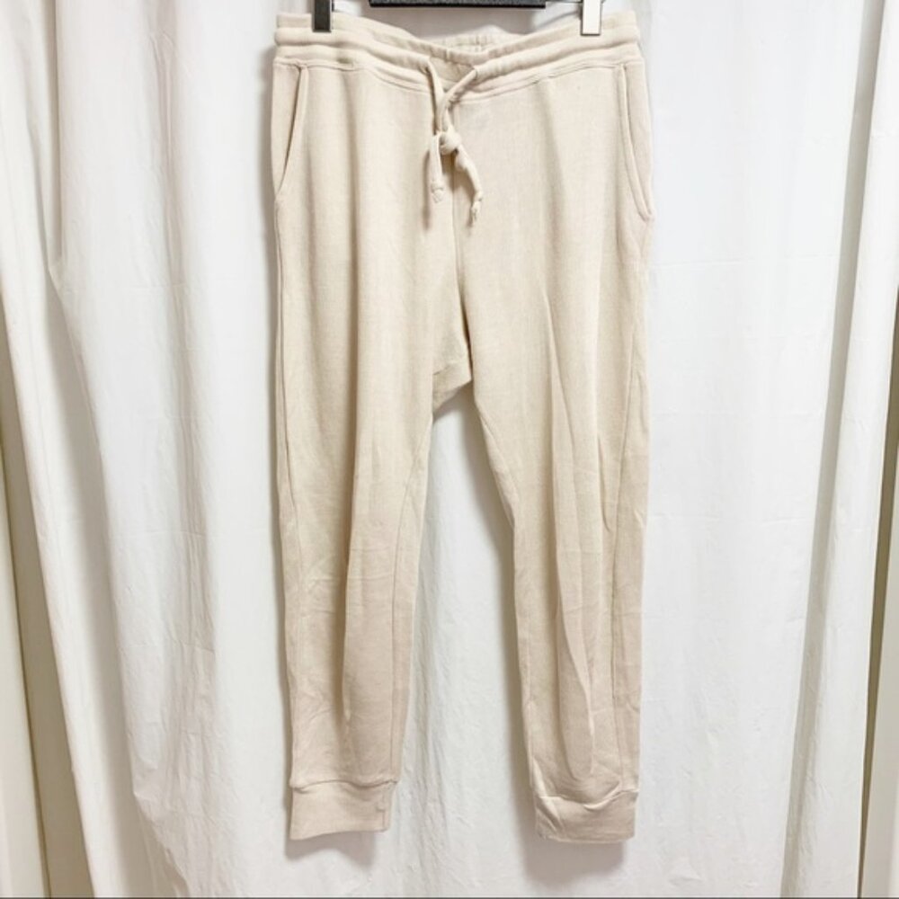 Workhall Cream Drawstring Joggers with Pockets